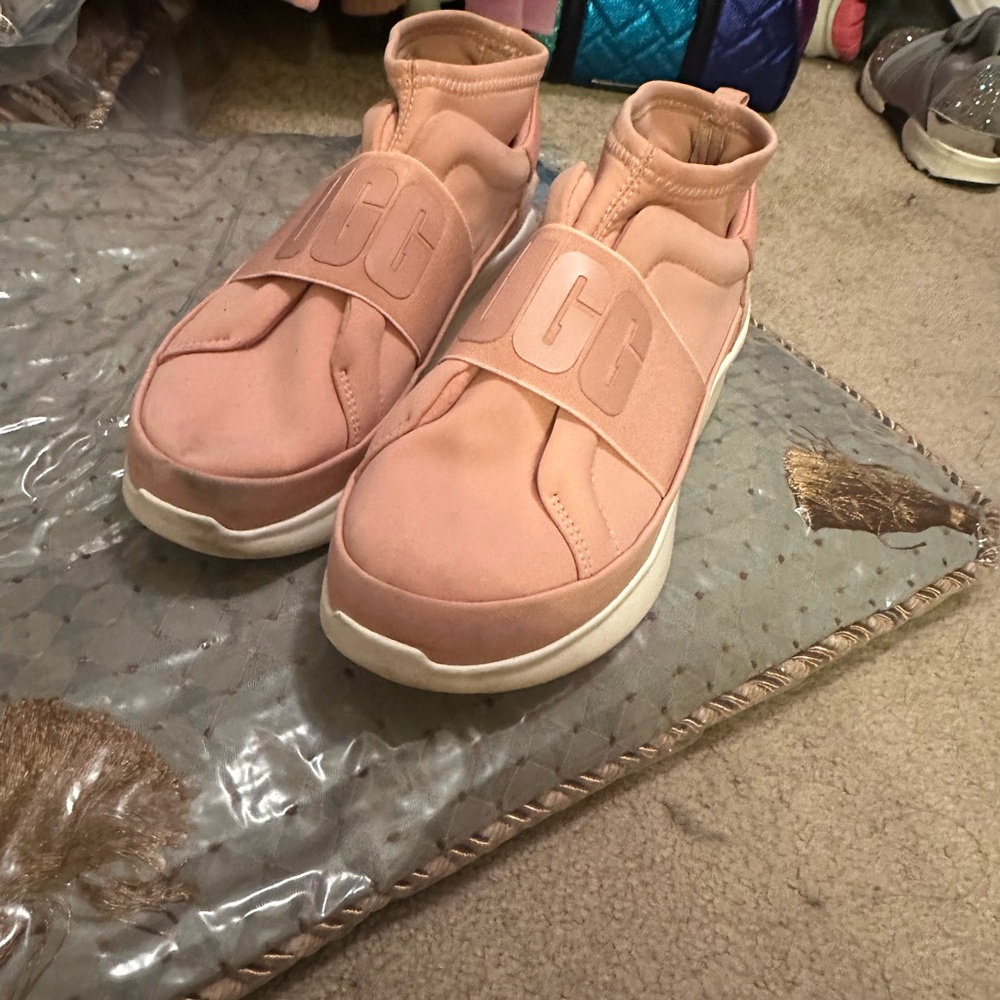 UGG Women's Pink Slip-On Leather Sneakers